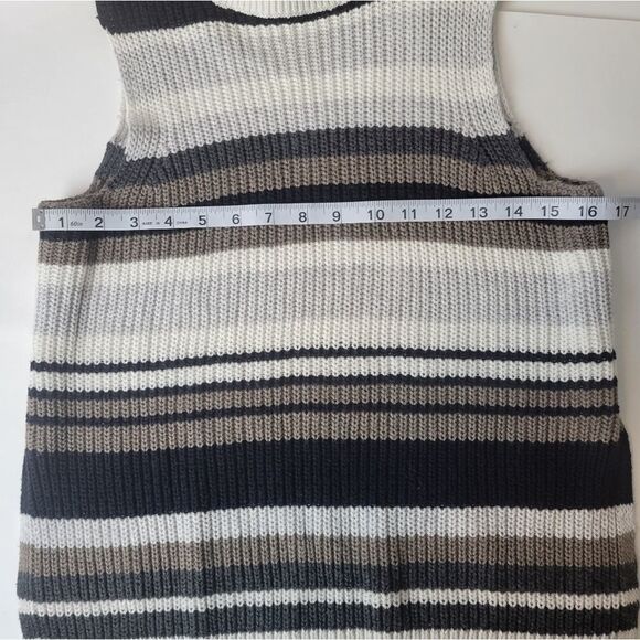 Abercrombie & Fitch Knitted Sweater Vest Turtleneck Brown Cream S - Picture 7 of 9